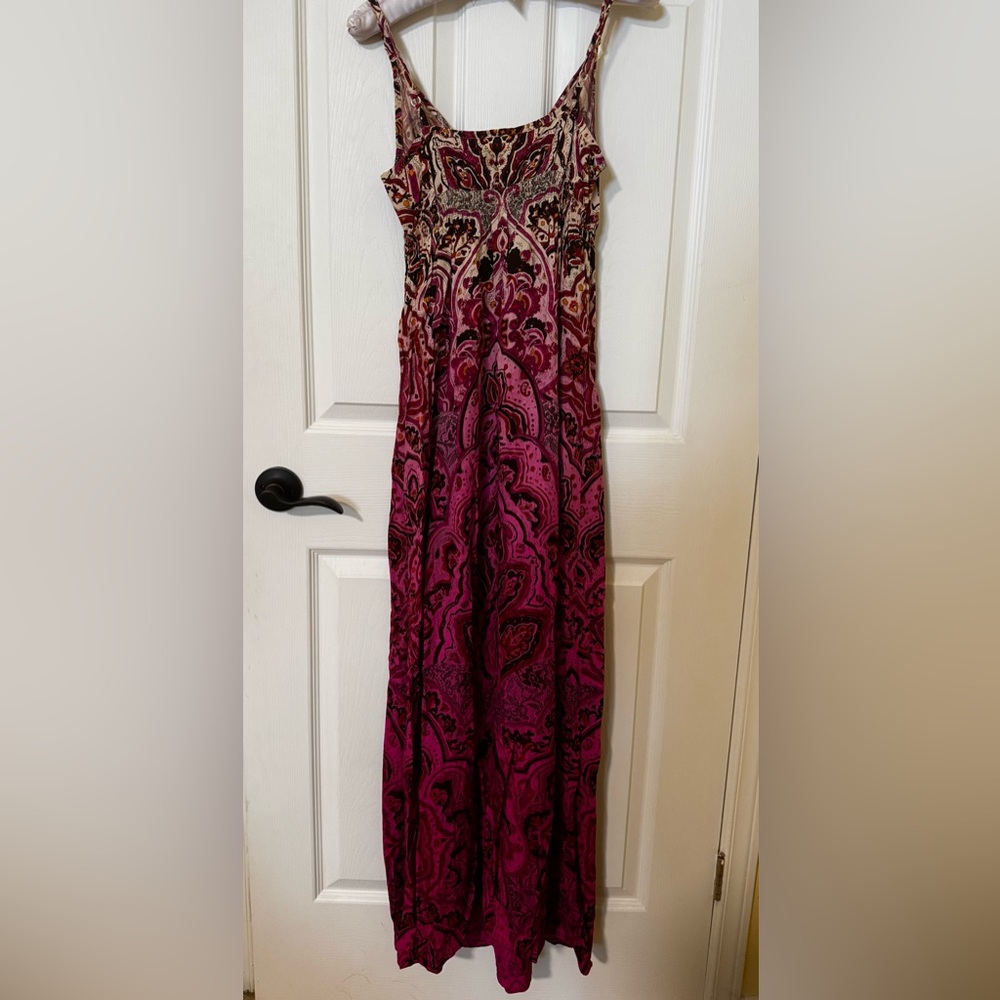 Lucky Brand Paisley Maxi Dress in Pink and Red Small